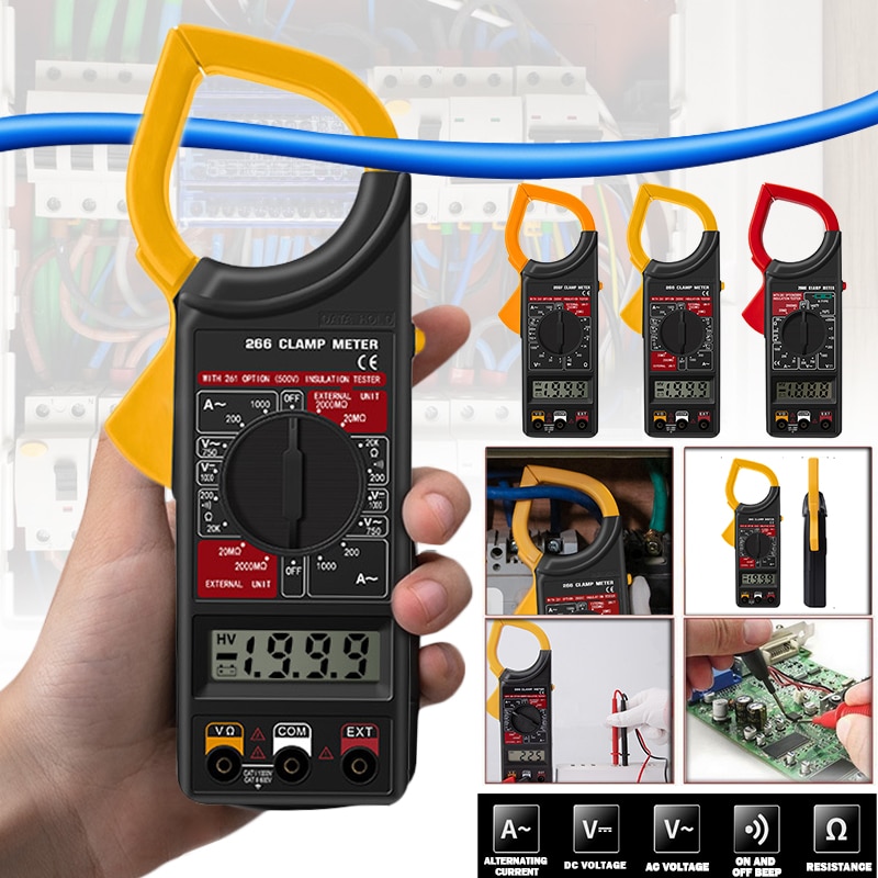 Digital Current Clamp Meter Buzzer Data Hold Non-contact Multimeter Voltmeter Ohmmeter Ammeter