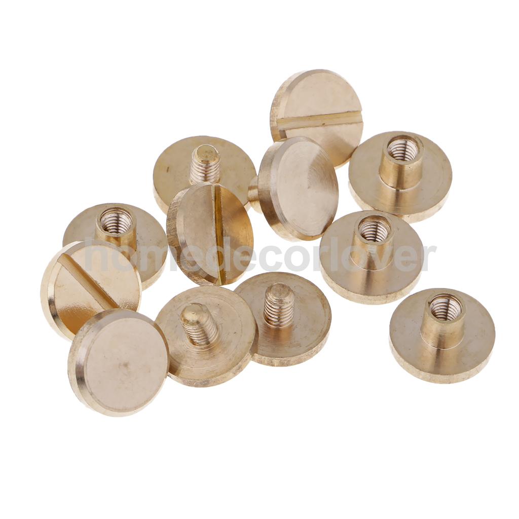 6 Sets Massief Messing Platte Ronde Kop Stud Screwback Leren Craft Chicago Schroeven: 4mm 