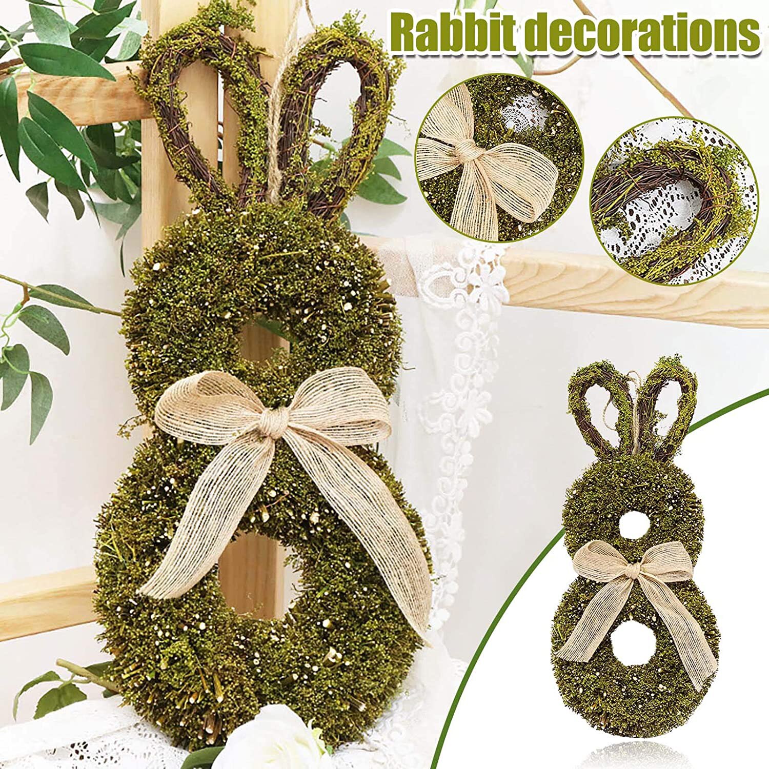 Easter Wreath Front Door Decoration Easter Bunny Summer Spring Hanging Welcome Door Garland for Home Garden Decor Ornaments