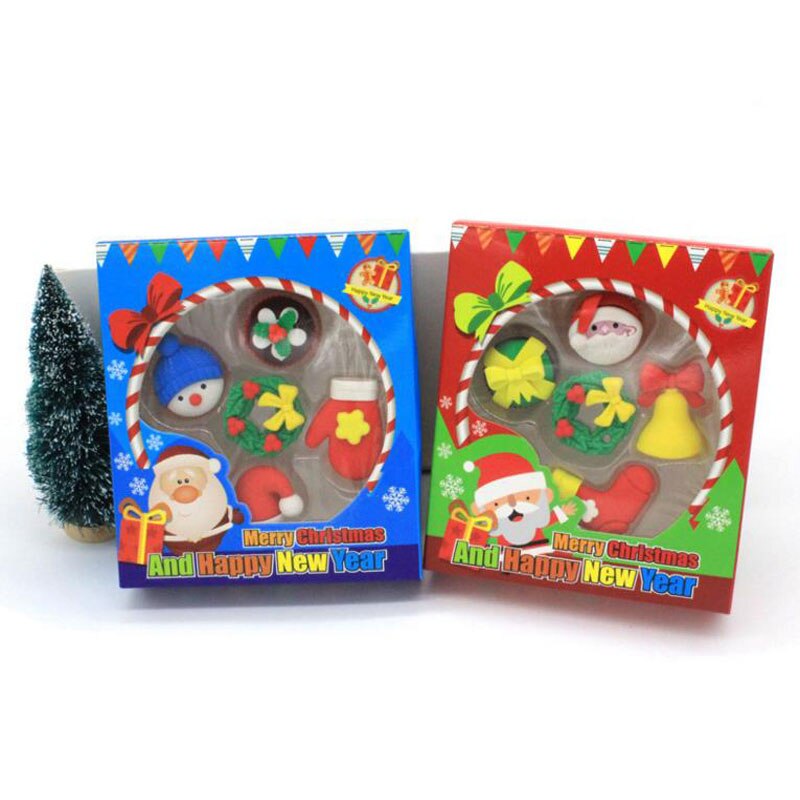 RUBBIES - Set van 4 kerstgummen | Gummen | Bureau toebehoren
