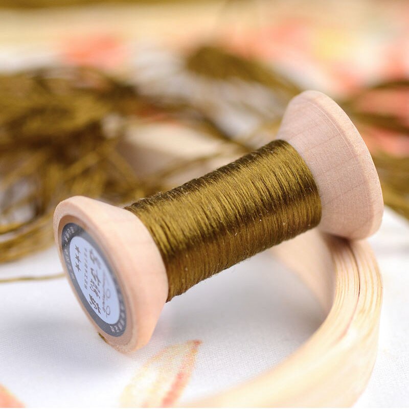 20 meters each spool /Silk thread / handmade embroidery thread / wrapped flower silk line / Mustard yellow: 5
