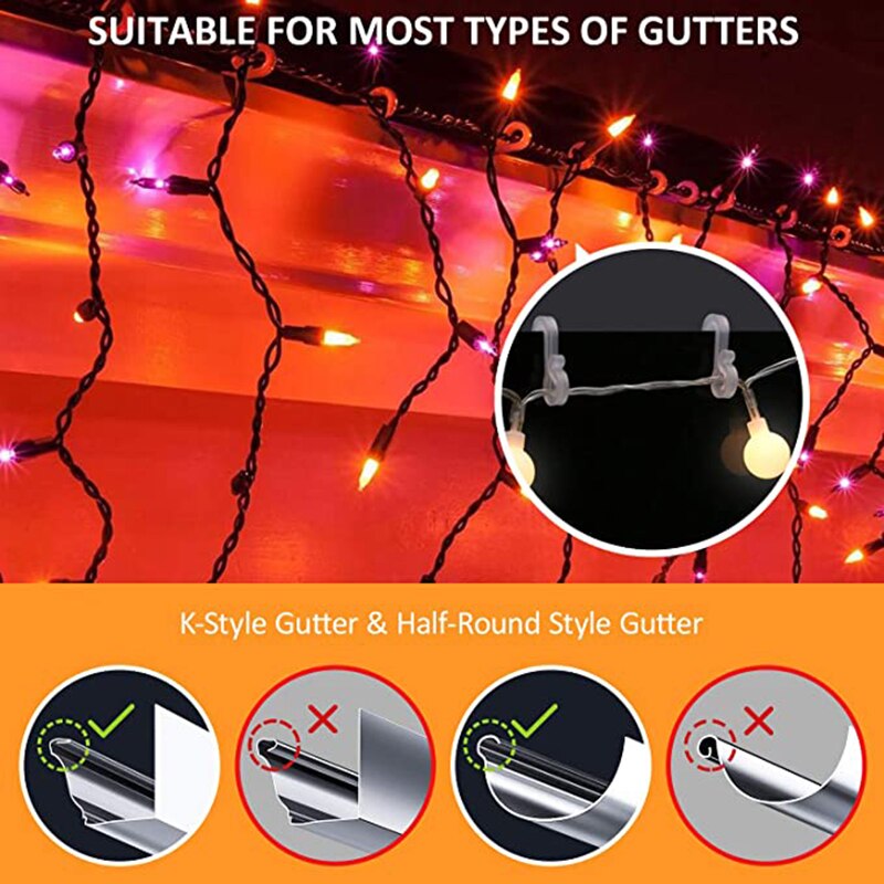 100Pcs Kerst Mini Gutter Hangen Haken Plastic S Vormige Kerst Licht Clips Haak Voor Outdoor Indoor Strings Lights Sn