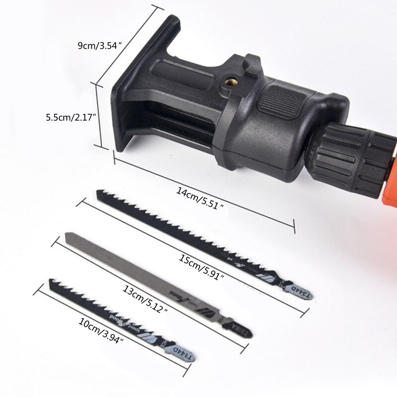 High Upgrade Saw Attachment for Drill with 3 Types of Saw Blades for Metal Cutting Wood Cutting
