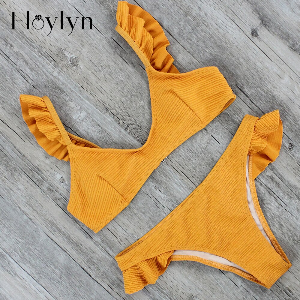 Floylyn Ruffle Strap Bikini Swimwear Vrouwen Push ... – Grandado