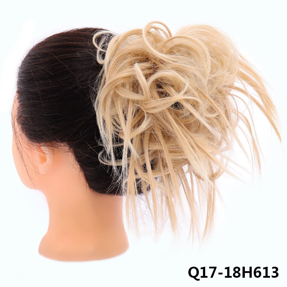 LUPU-Chignon de cheveux bouclés et salis | Extension de cheveux extensible pour femmes, Extension de cheveux couleur Ombre pour femmes: 18H613