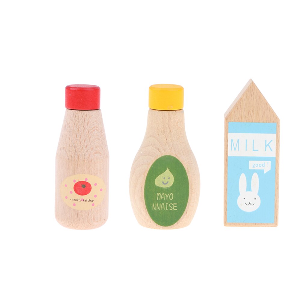 Condiments Tomato Ketchup Mayonnaise Bottle Wooden Pretend Toys