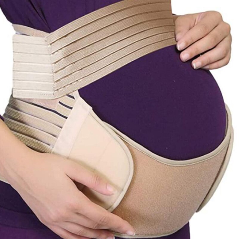 Zwangere Vrouwen Ademend Verstelbare Taille/Back/Aben Steungordel Zwangerschap Postpartum Bandage Beige