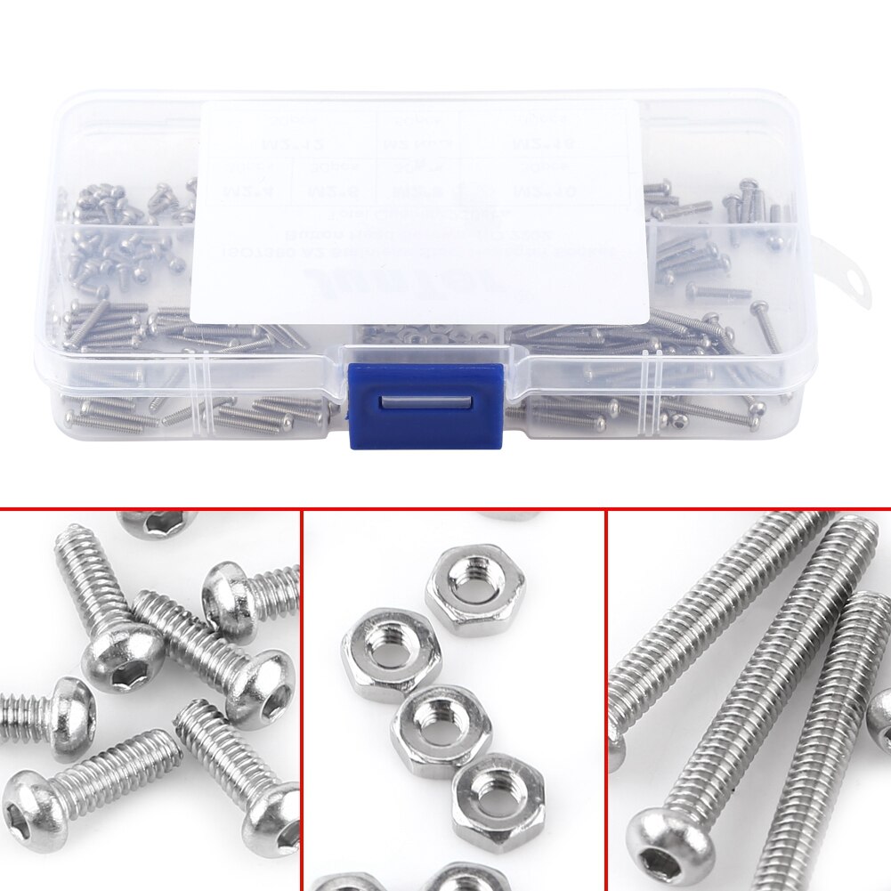 230pcs M2 Stainless Steel SS304 Hex Socket Button Head Screws Bolts and Nuts Assortment Kit