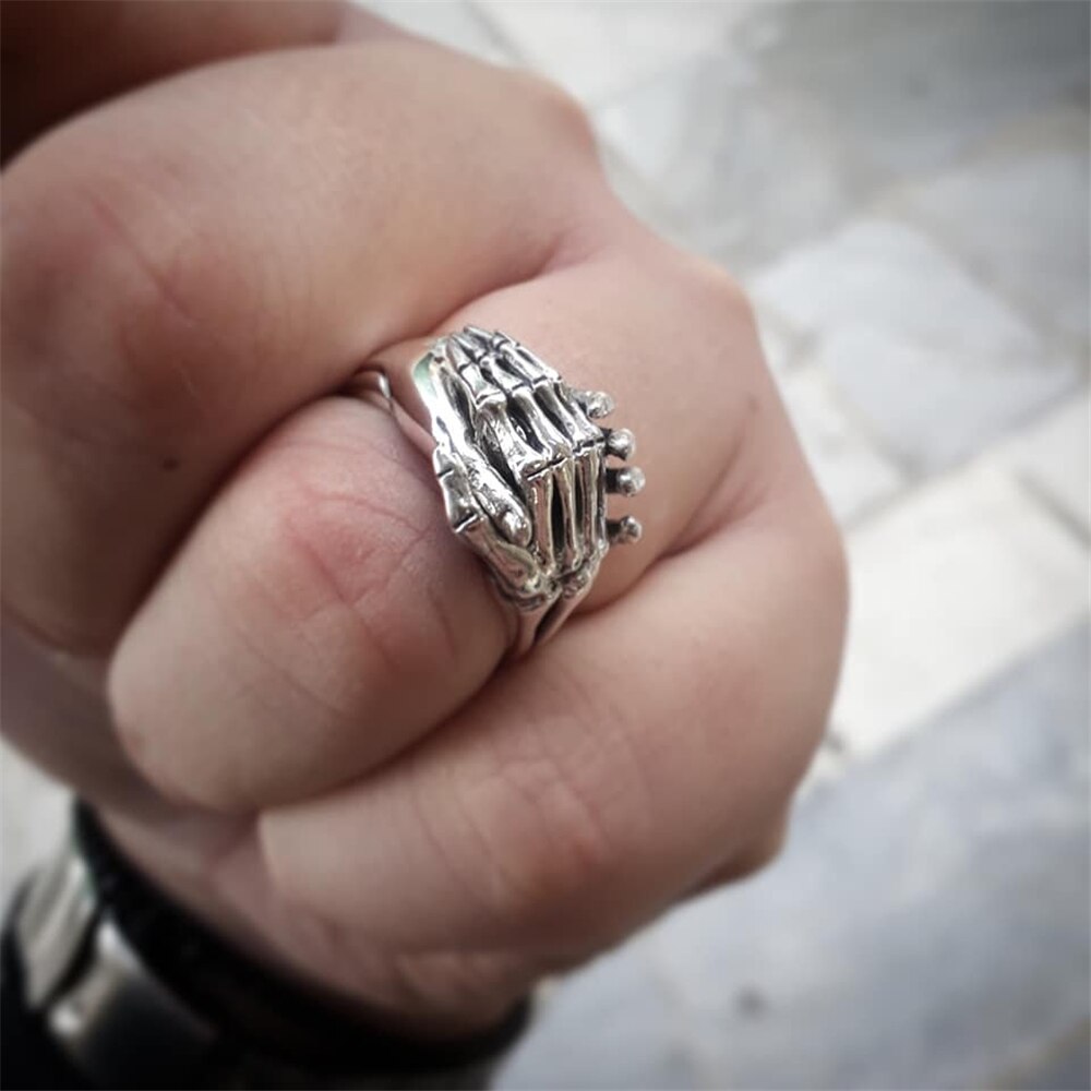 316l ringar i rostfritt stål unik vänskap & kärlekspar pusselring unisex skelett biker smycken