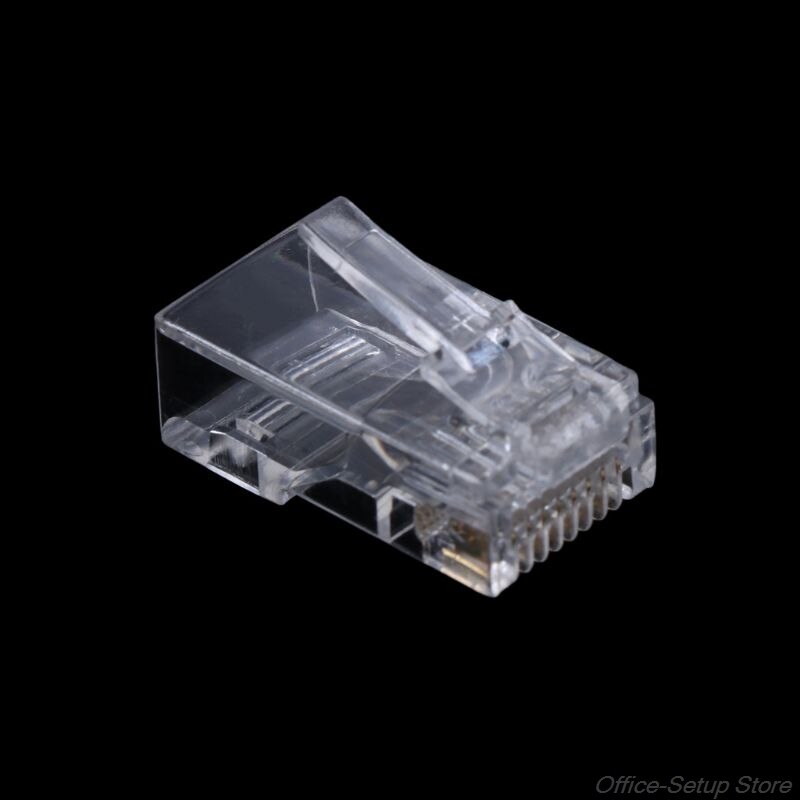 100 Spine RJ45 Pass-through 100 8P8C Per Cavi Di Rete Trasparenti Per Cat5e 6 Fai Da Te N 978467