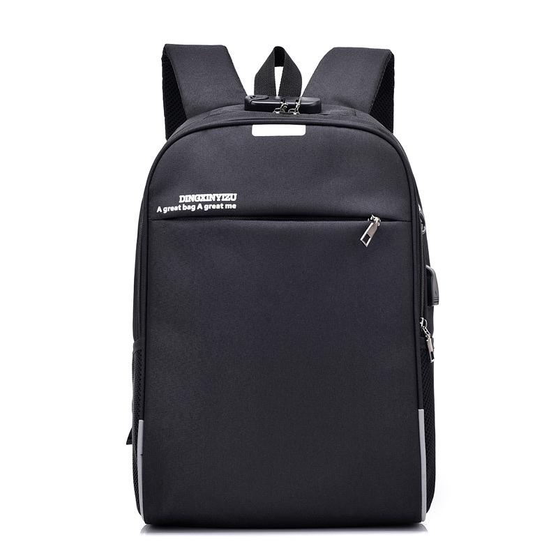 Mode Mannen Rugzak Canvas Grote Capaciteit Rugzak Schooltas Voor Tiener Jongens Opladen Travel Knapzak Mochilas Mannelijke Bagpack: Black-2