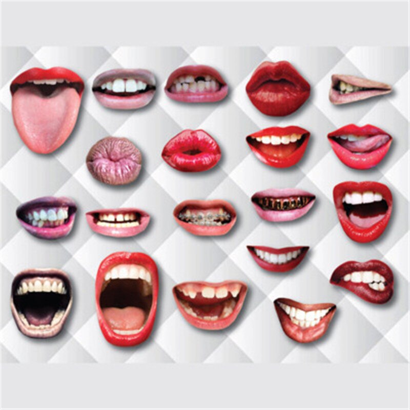 20Pcs Birthday Party Handheld Camera Props Adult Funny Lips Gloss Photo Booth Props For Wedding Party Decoration 053: B