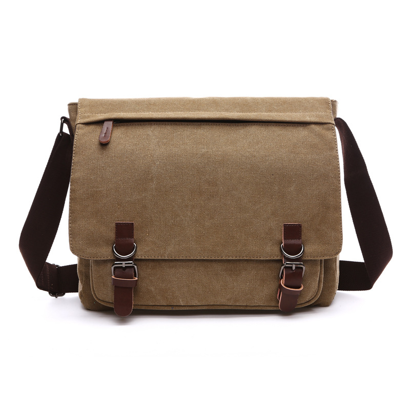 Männer Leinwand Umhängetasche Vintage Business Casual Reise Schulter Tasche Laptop Umhängetaschen Für Mann Bolso Hombre Retro: Khaki / L