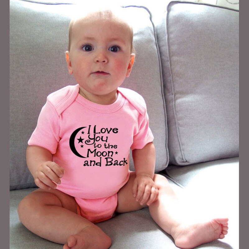 Baby jongens meisjes bodysuit ik hou van je tot de maan en terug schattige baby romper katoenen korte mouwen kleding outfit baby onesie