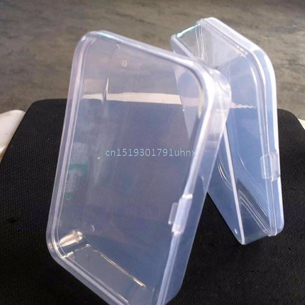 2Pc Clear Plastic Transparent Lid Storage Box Jewelry Collection Container Case
