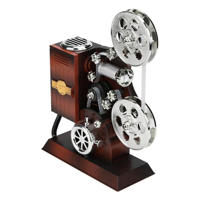 Caja de música de película Retro antigua para proyector, cajas musicales de Metal y madera, juguete de de cumpleaños para niños, decoración Vintage para el hogar y la boda