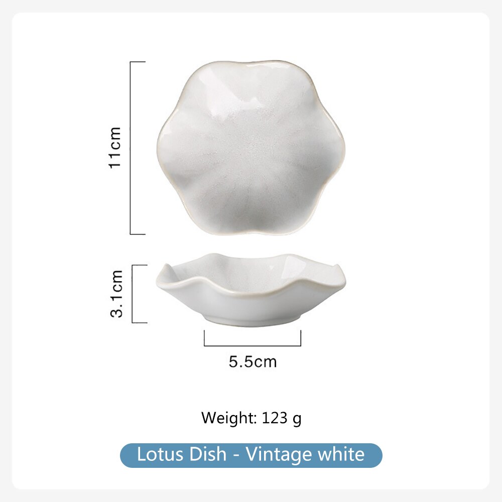 1PCS Japanese Ceramic Sushi Sauce Plate Snack Plate Lotus-Shaped Porcelain Kiln Glazed Fruit Cake Party Decoration Plates: C