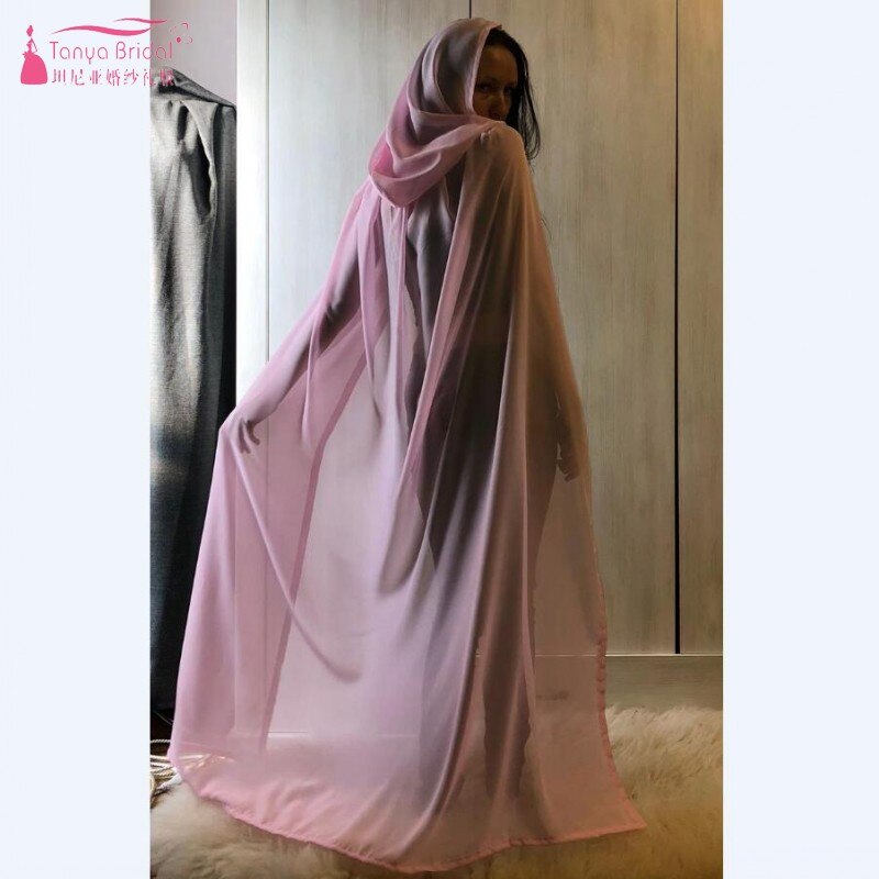 Cape à capuche en mousseline de soie blanche Cape à capuche transparente rose bébé, Cape de mariage, Cape à capuche transparente JQ574