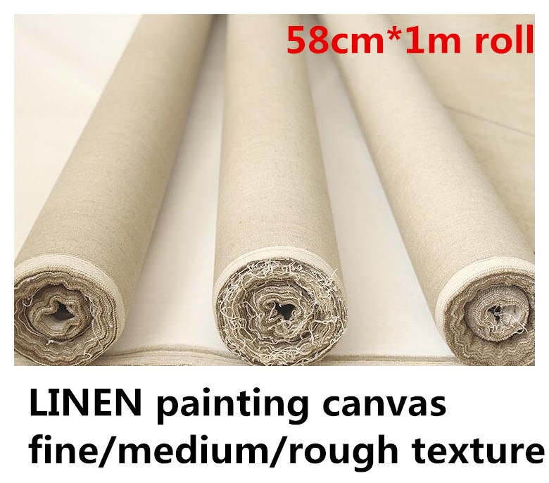 58cm *1m ru tekstur tyk - bunke maleri blank linned lærredrulle