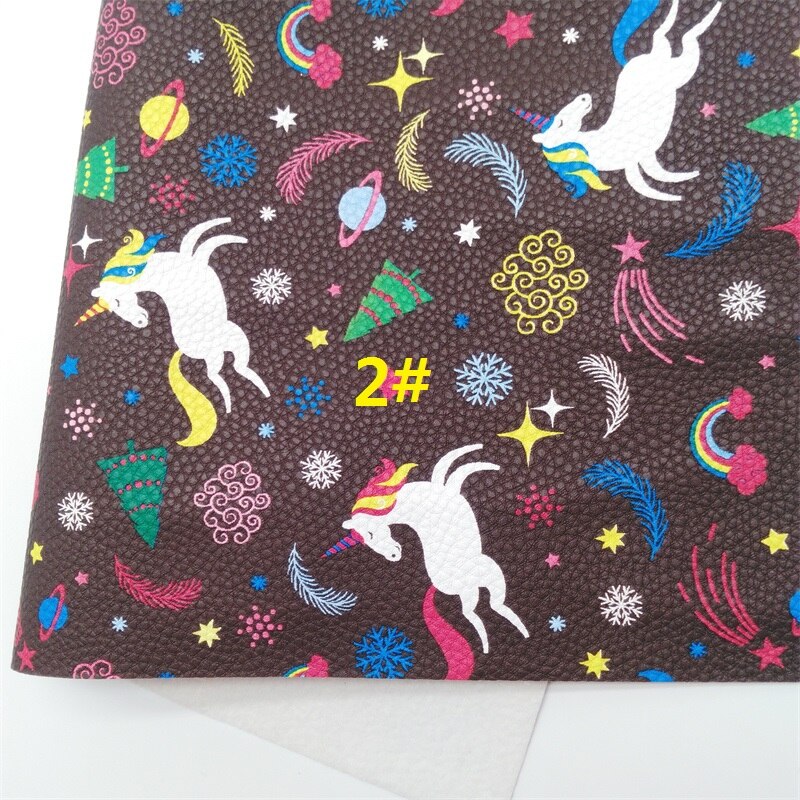 Unicorn Printed Synthetic Leather Faux Fabric Sheets Felt Backing Leather Sheets For Accessories Bows 21X29CM GM2167A