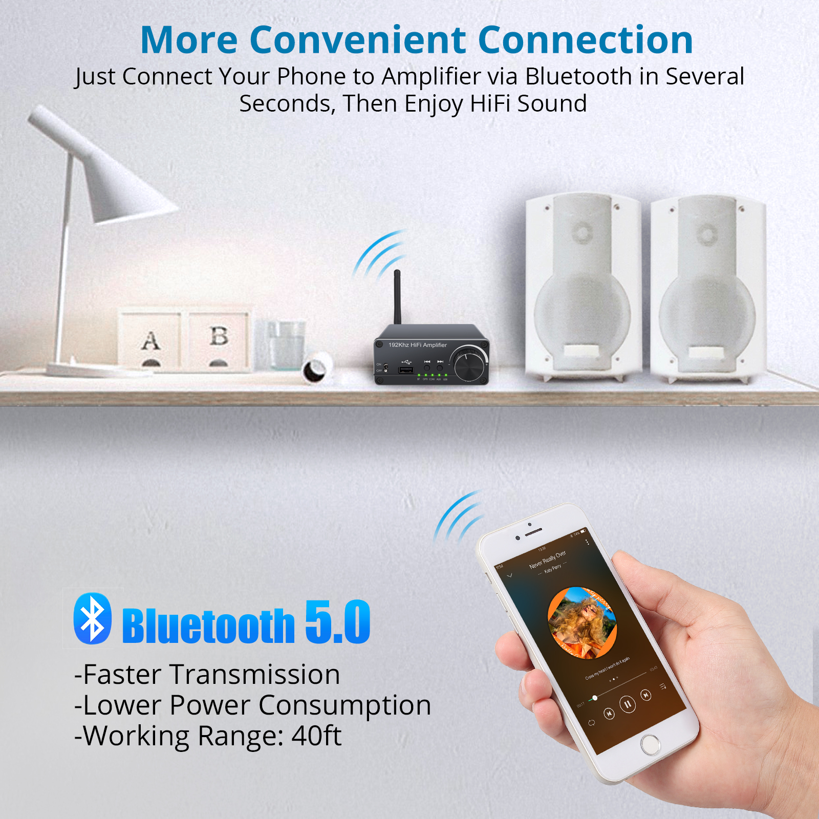 ESYNiC – amplificateur Audio numérique Hi-Fi 100W + 100W, Compatible Bluetooth, DAC, convertisseur Audio Coaxial optique USB vers analogique