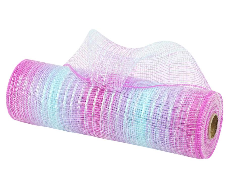 Multi Stripes Color Deco Poly Mesh Ribbon 10 Inch x 10 Yards for DIY Project Wreath Crafts Home Packing Wrapping: 06