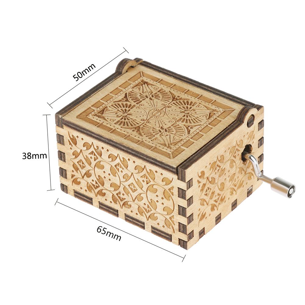 Retro Wood Music Box Antique Hand Cranked Musical Case Home Ornament For Home Decor