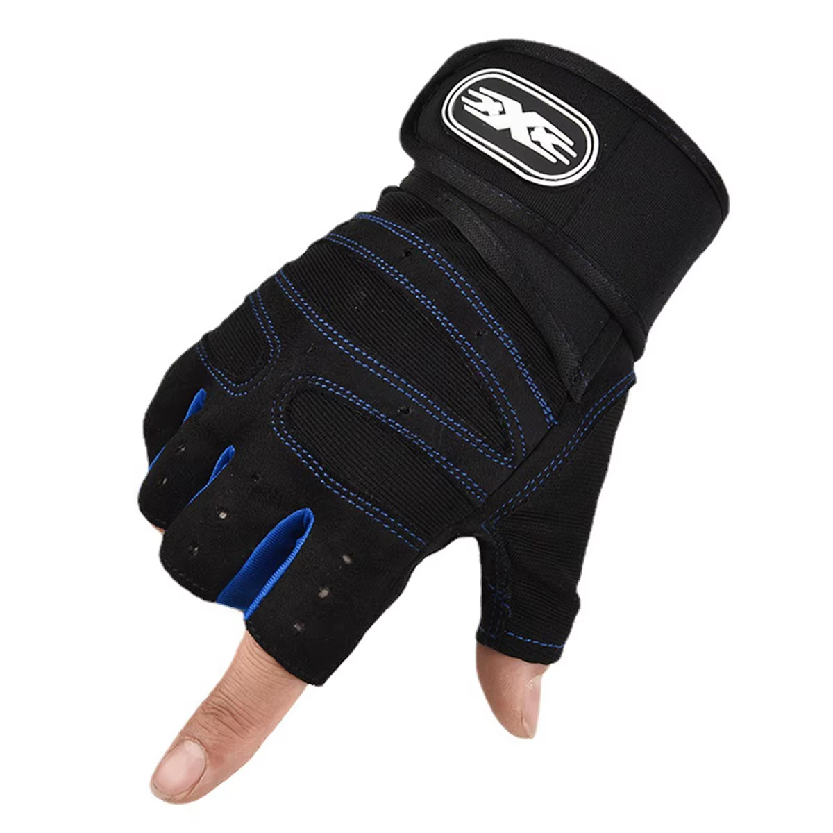 Men's Fitness Gloves Women's Fitness Weightlifting Wristband Gloves Fitness Training Sports Exercise Mountaineering Gloves: Blue / XL