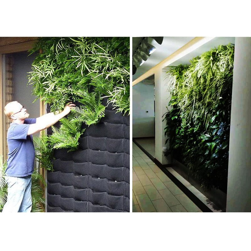 Wall Hanging Planting Bags 18/36/49/72 Pockets Green Grow Bag Planter Vertical Garden Vegetable Living Garden Bag Flowers Supply