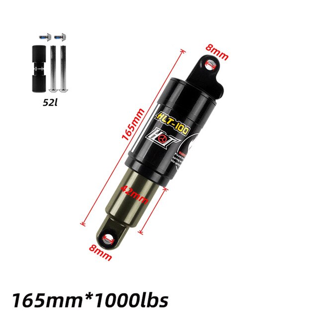 HLT-100 Mtb Air Rear Shock W/Schroeven Mountainbike Aluminium Rear Shock Suspension Bus 125 150 165 185mm Fiets Onderdelen: 165mm 1000bl 52L