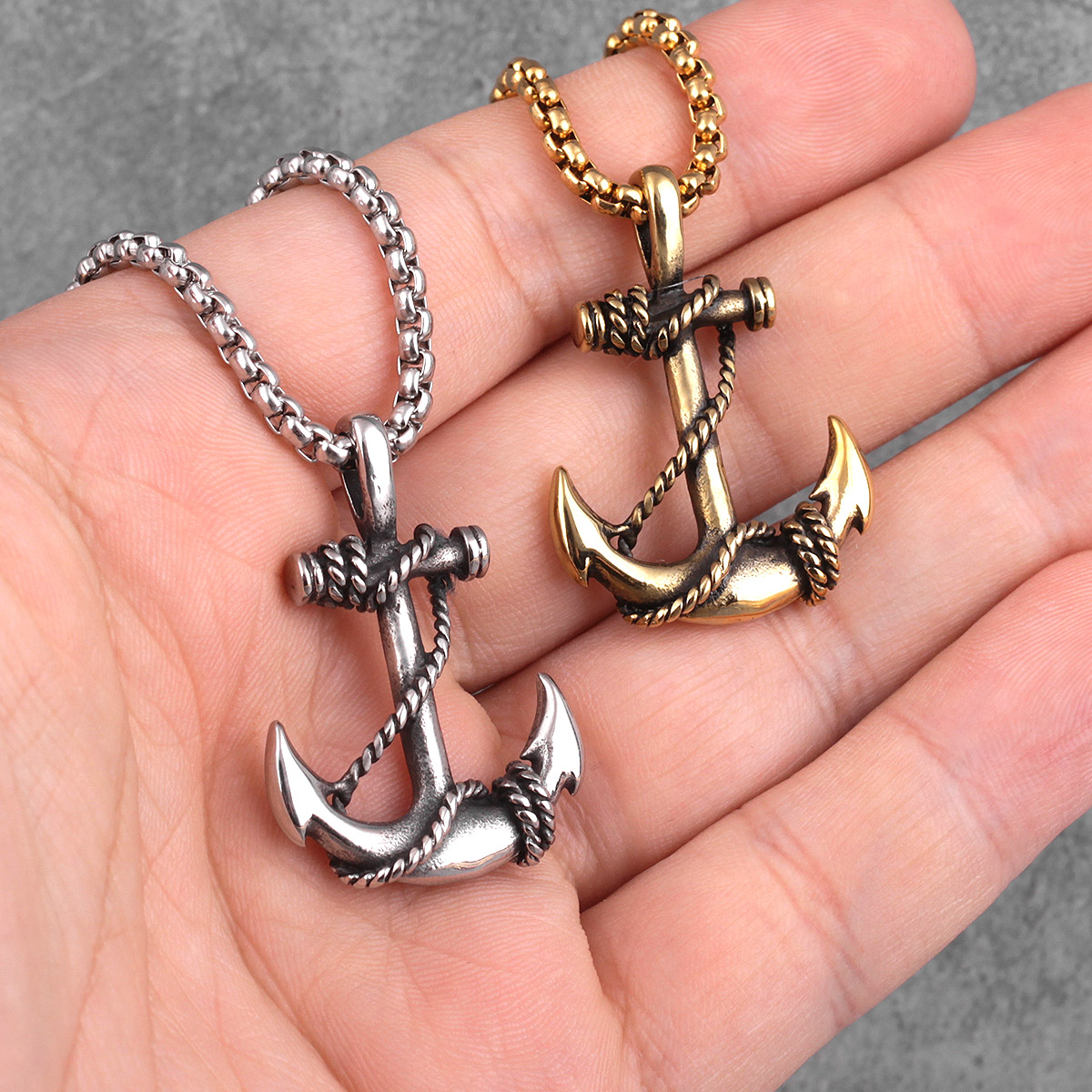 Stainless Steel Sea Anchor Sailor Man Men Necklaces Chain Pendants Punk Rock Hip Hop Unique for Male Boy Jewelry