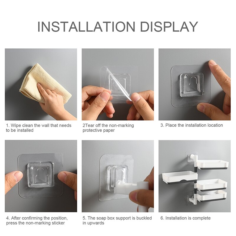 Wall-mounted Soap Dish 180 Degrees Rotate 1 2 3 4 Layer Soap Draining Rack Bathroom Soap Holder Bathroom Toiletries Shelf