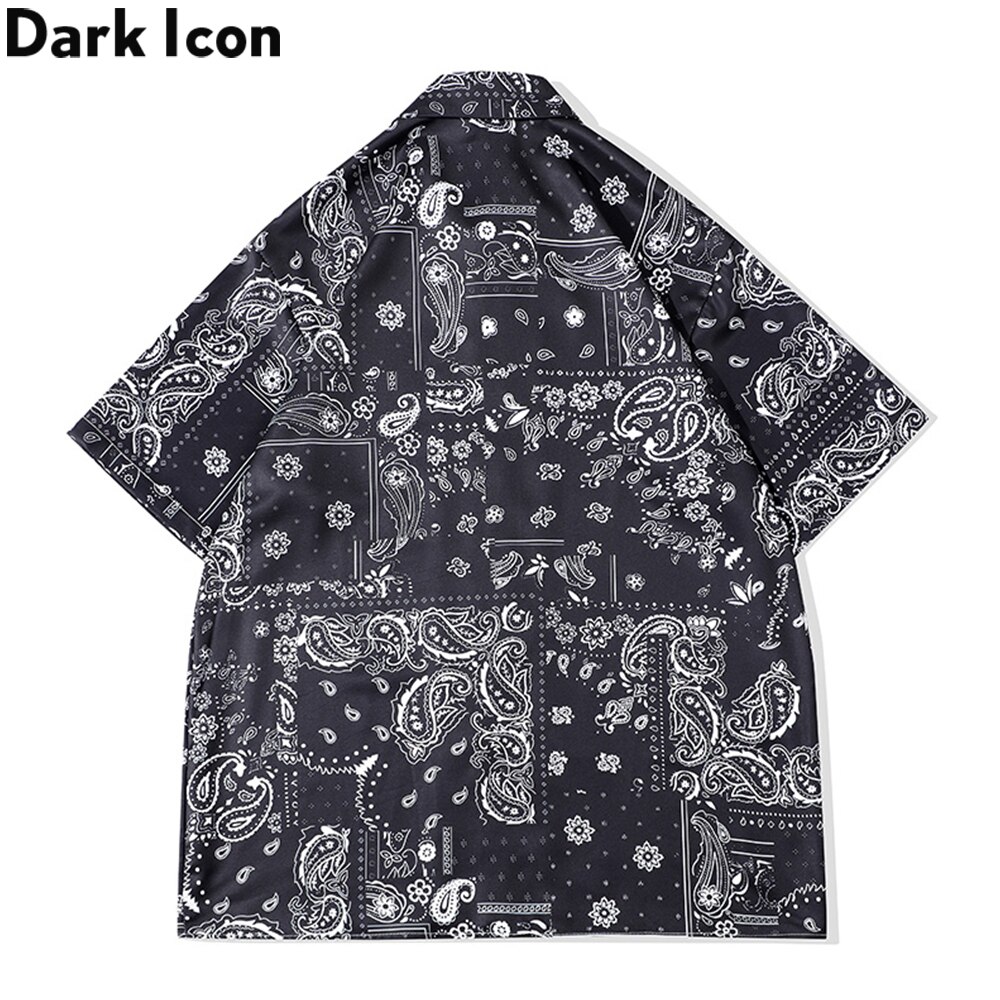 Dark Icon Black Bandana Men's Hawaiian Shirt Street Paisley Shirts for Men Streetwear Clothing