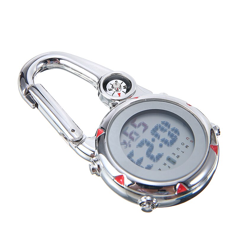 Clip On Carabiner Digital Watch Luminous Sports Watches Alloy Mater Carabiner Watch For Hikers Mountaineering Outdoor Backpack