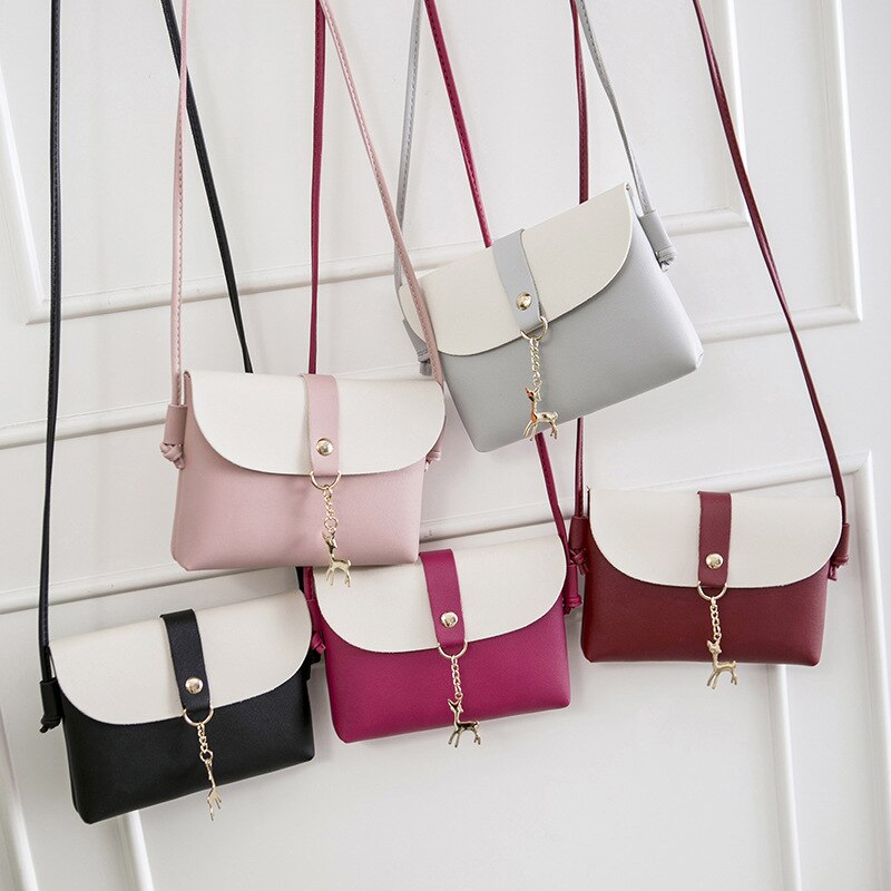 Women Girls Small Crossbody Purse With Pendant PU Leather Cross Body Shoulder Bag Phone Purse Handbags