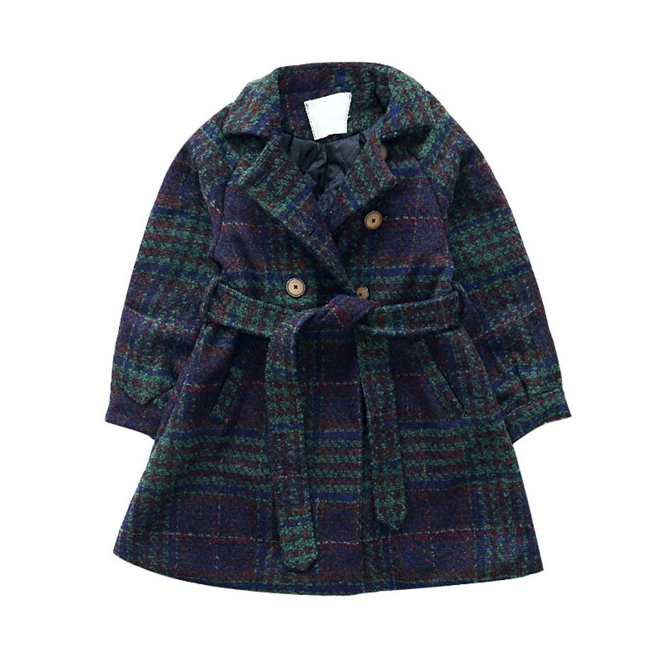 Inverno Giubbotti Per Le Ragazze Plaid di Spessore Cappotti Di Lana Per Le Ragazze di Autunno del Bambino Delle Ragazze Giacca Adolescente Vestiti Per Ragazze Per 6 8 12 anni di: Green / 10