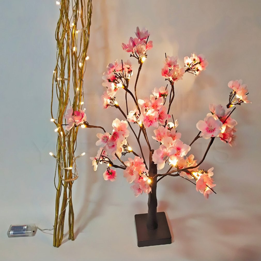 24led Pink Cherry Tree Light LED Garden Landscape Decoration Lamp Indoor Battery Light Cherry Flower Tree Light