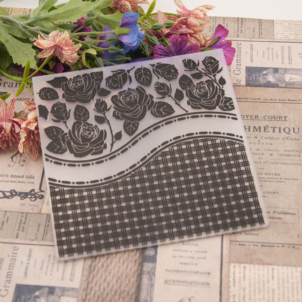 Plastic Rose Flower Pattern Stencils Embossing Folders DIY Scrapbooking Paper Card Making for Photo Album Wedding Decoration