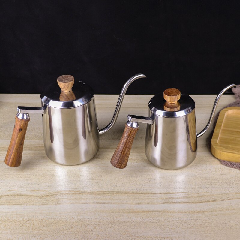 Hand brewed coffee wooden handle long beaked pot swan neck inverted pot 350ml / 600ml Coffee maker Teapot Electric kettle
