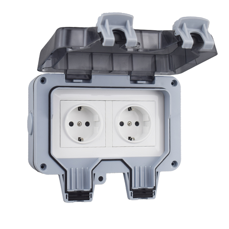 Enchufe IP66 de 220v, enchufe exterior impermeable de Corea, enchufes eléctricos e interruptor de pared, adaptador europeo múltiple de la UE, alimentación para el baño