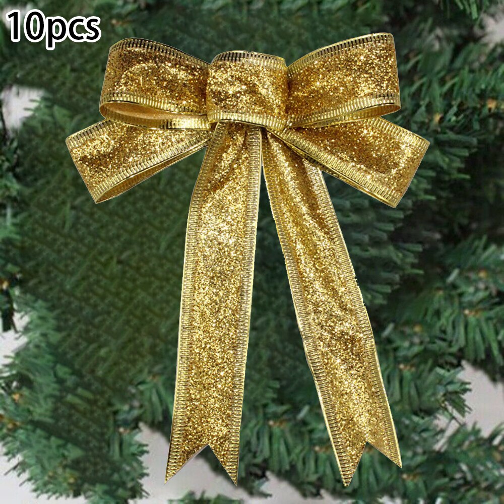 Chritmas Bows decor Sparkling Christmas Tree decor 13cmx12cm Large Bowknot: Gold
