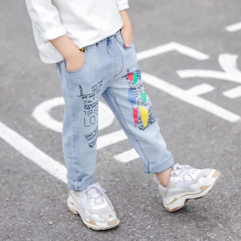 Kids Jeans for Boys Letter Print Baby Boy Denim Trausers Children Boys Denim Pants Infant Jeans Clothing 2-9 Years