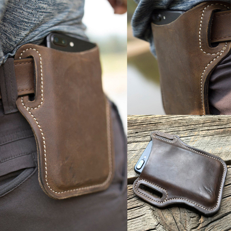 Männer Telefon fallen Halfter praktisch Schleife Halfter Gürtel Taille Tasche Requisiten Leder Geldbörse Telefon Brieftasche Lauf Beutel Reise Camping Taschen