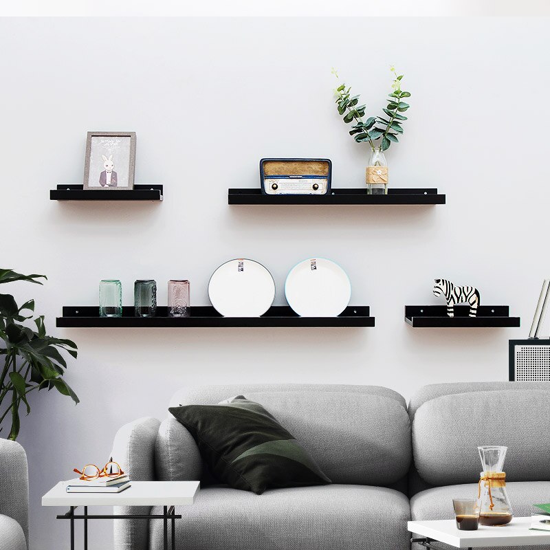 Pure solid wood one-word partition oak wall rack wall hanging living room TV wall shelf bedroom wall board