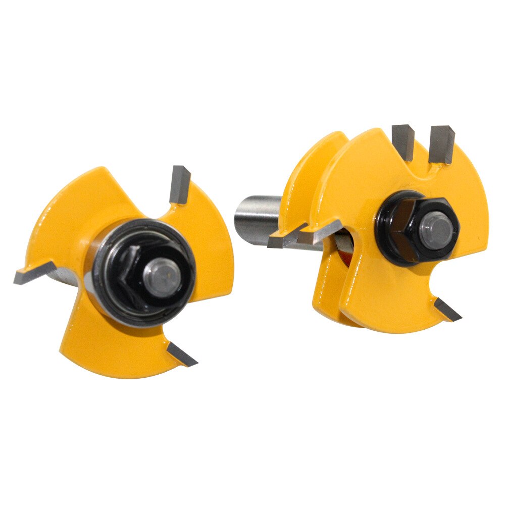 2 Stuks 8Mm 12Mm 1/2 Inch Schacht T-Slot Router Bit Set Tong & Groef Gezamenlijke Monteren tenon Cutter Voor Hout Houtbewerking Frezen