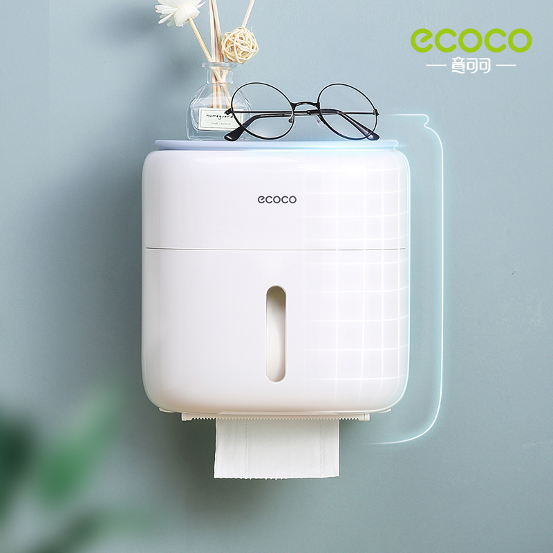 ECOCO-soporte de papel higiénico de montaje en pared, estante, bandeja de papel higiénico, tubo de papel en rollo, caja de almacenamiento creativa, caja de pañuelos para el hogar