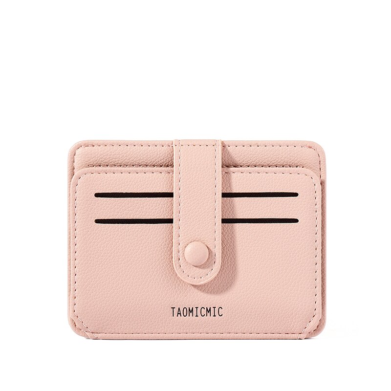 Soft Leather ID Card Holders Women Business Credit Card Holder Wallet Small Female Wallets Mini Coin Purse Pocket Yellow: Pink