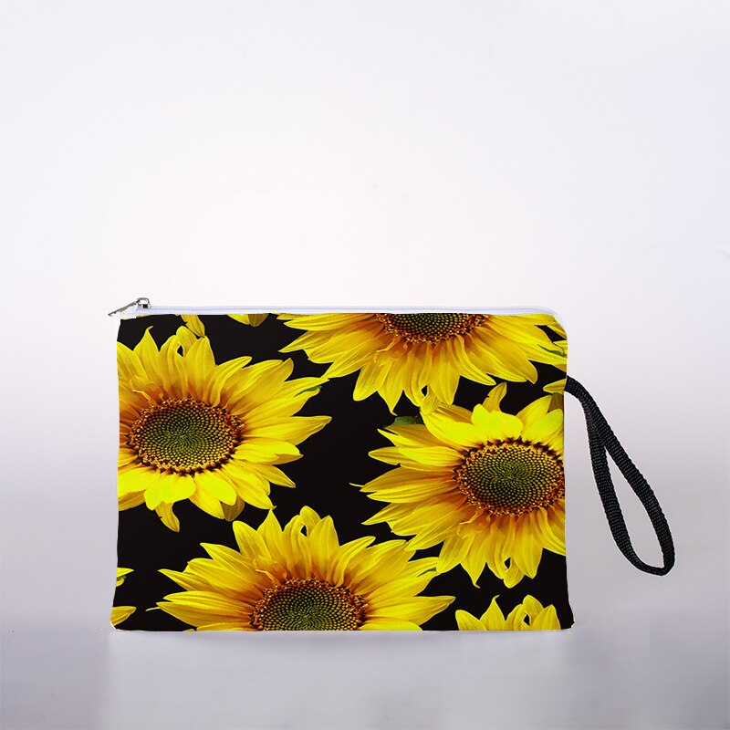Kosmetyczka z nadrukiem słonecznika torba podróżna na zewnątrz dziewczyna kosmetyki dla kobiet torba kosmetyczka worek robić przechowywania panie pudełko na kosmetyki: 7