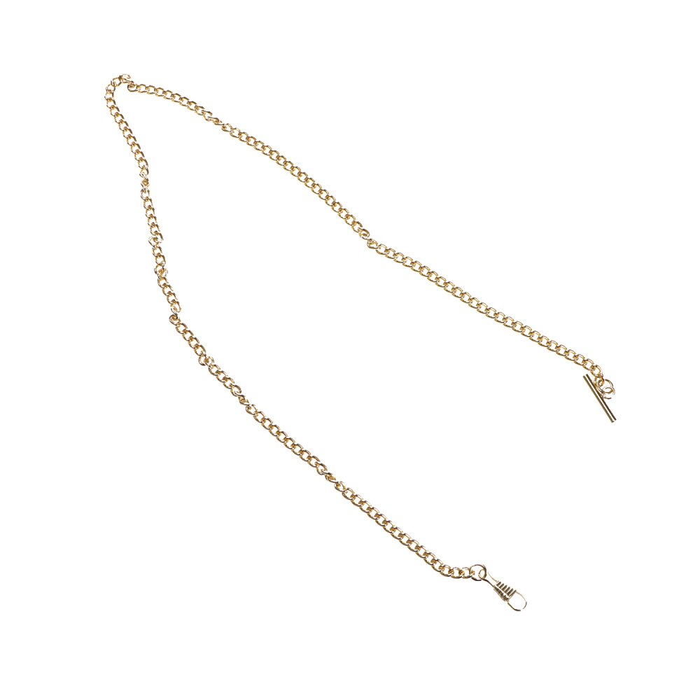 Classic Metal Plated Pocket Watch Chain Jean Belt Chain Watch Holder Decoration (Golden Total Length 65cm)