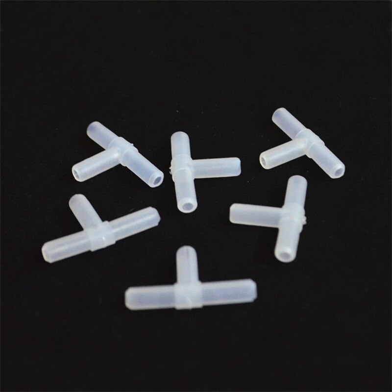 10Pcs 4Mm Plastic Tee 'S "T" 3-Way Aquarium Acuarios Aquarium Luchtpomp Lijn tubing Gewrichten Connectors Luchtpomp Accessoires